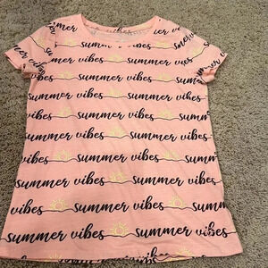 Justice girls 12 summer vibes pink black sun writing tee shirt